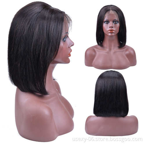 Wholesale Vendors Black Color 100 Original Real Human Hair 150 Density  Bob Lace Front Wig